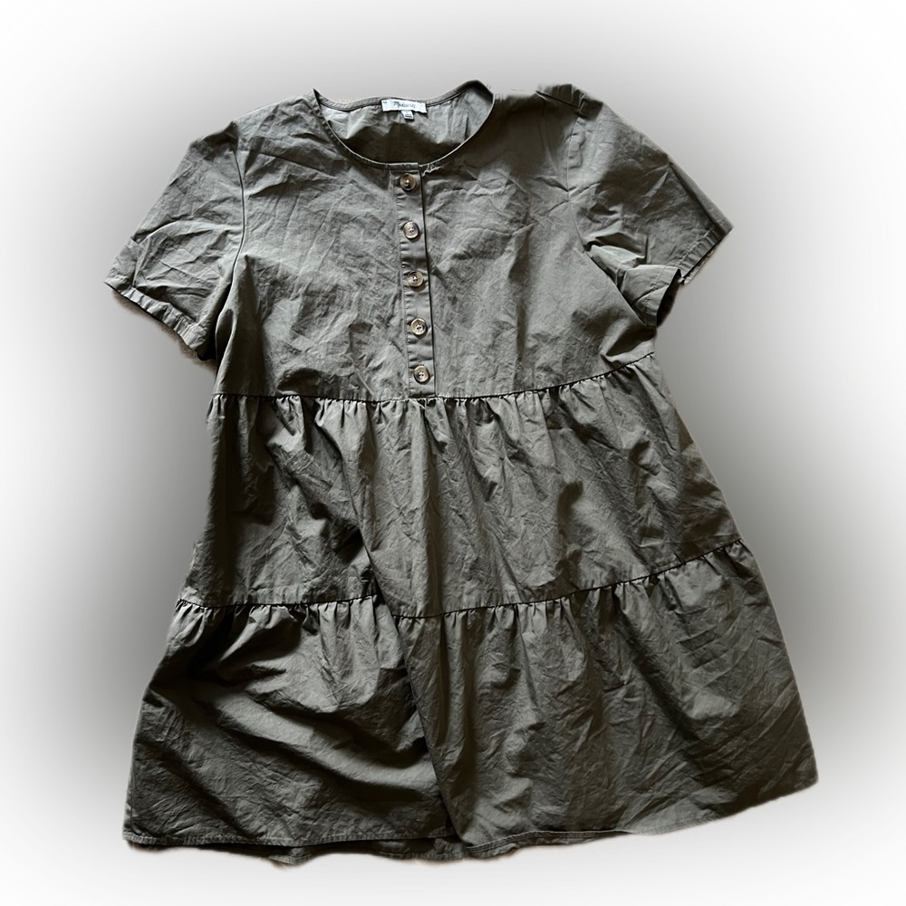 Madewell Button Front Tiered Mini Dress Size Large